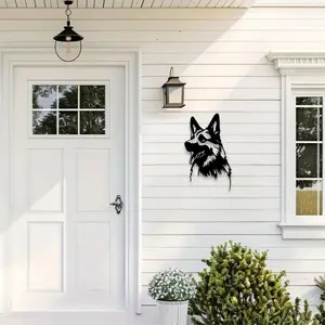 1pc German Shepherd Metal Wall Art, German Shepherd Statue Mural, Perfect for Basement Wall, Halloween Decor, Ideal Gift for Pet Owners, Rust-Resistant Metal