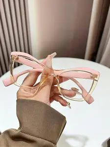 New Fashion Retro Butterfly Cat Eye Frame Glasses, Anti-Blue Light, Unisex, Casual Style, High Aesthetic, Must-Have Trendy Accessory