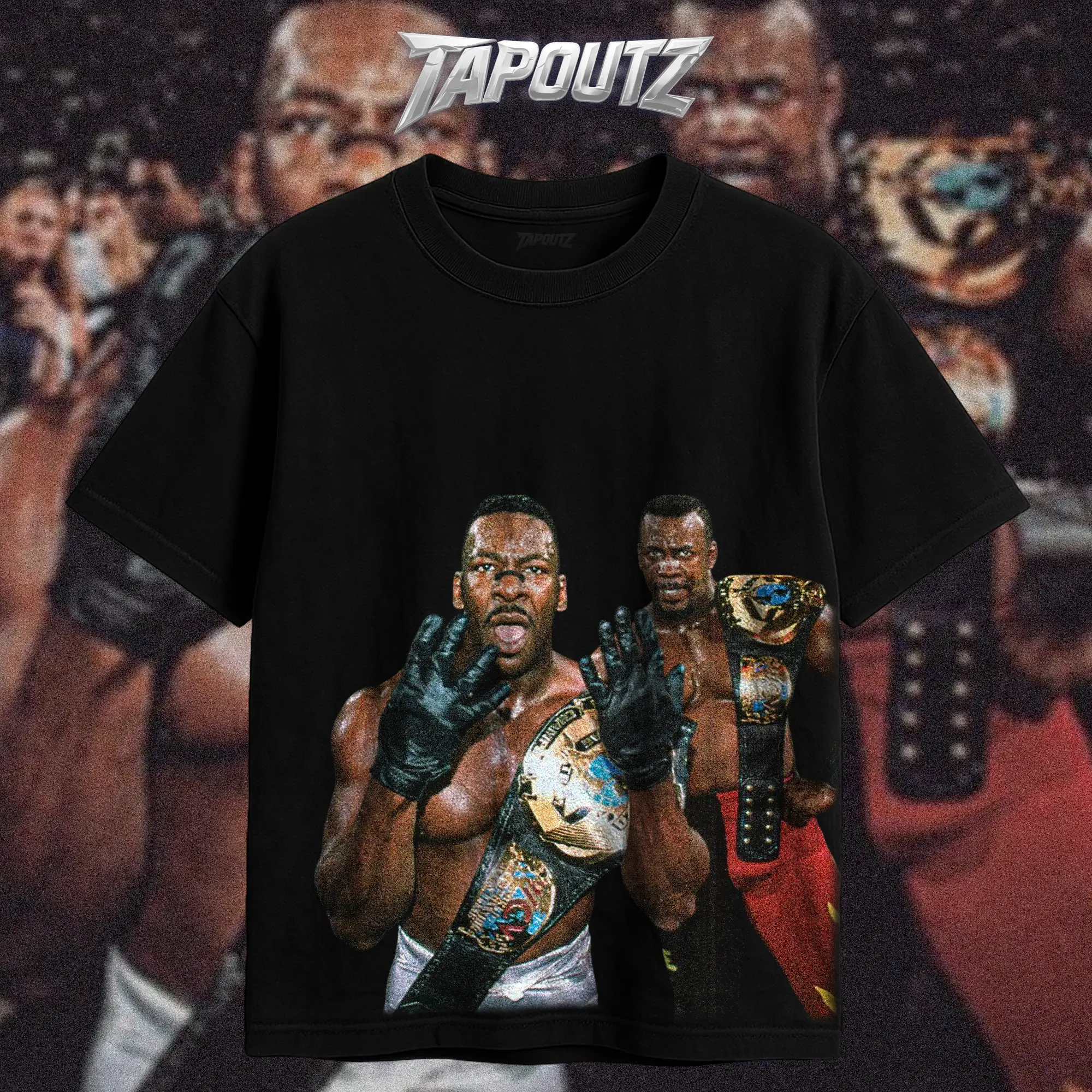 TAPOUTZ Harlem Heat Tag Team Champion Heavy Cotton Tshirt The Ebony Experience Unisex Short-Sleeve Round-Neck Casual Lightweight Heavy Cotton Double-Sided DTG Breathable Classic Soft Wrestling Fan T-Shirt, Ideal Gift for Fans