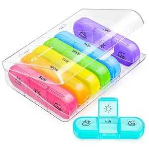 3-Times-Daily Weekly Pill Organizer - 7-Day Compact Pill Case with Spacious Compartments & Reinforced Design for Vitamins, Fish Oil, Supplements, and Medications Medicine Organizer