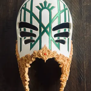 Halloween Sleep Token Band Mask Life Size Wearable with Green and Gold Design for Festive Costumes