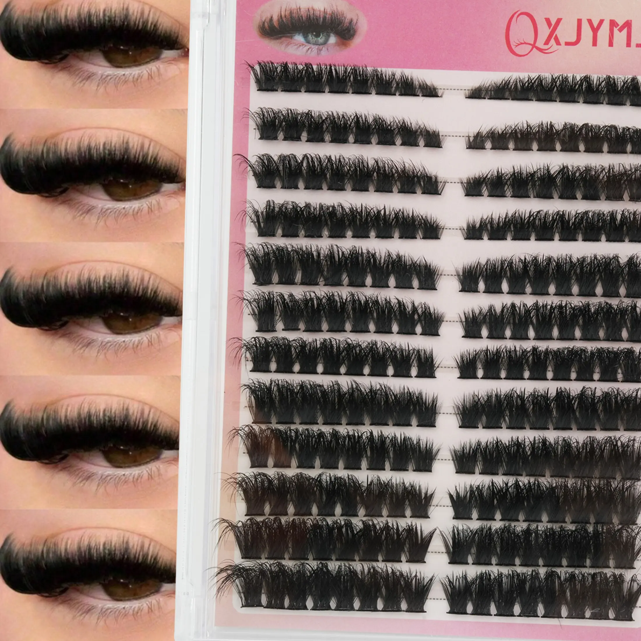 192pcs Voluminous False Eyelashes Set, Makeup, Volume Eyelashes, 12 Rows, 100D, 0.07mm, Dense, 9-16mm Mixed Length, 3D Russian Curl, Single Fiber, Patch Form
