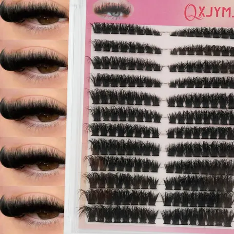 192pcs Voluminous False Eyelashes Set, Makeup, Volume Eyelashes, 12 Rows, 100D, 0.07mm, Dense, 9-16mm Mixed Length, 3D Russian Curl, Single Fiber, Patch Form