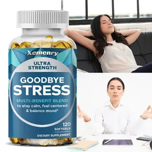 Xemenry - Stress Relief Softgels, GABA, Ashwagandha, L-Theanine & Lemon Balm, Stress Relief Supplement 60 Day Supply All-in-One Natural Ingredients