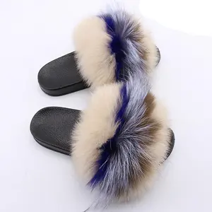 "EGYPT" Cream Navy Blue Sky Blue Brown Beige Striped Fur Fluffy Flip Flops™️ trending slippers fluffy slipper