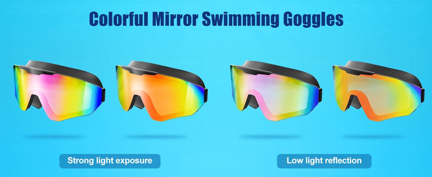 Viyawise Adult Swimming Goggles - Splash, Pool Goggles with Anti-Fog Full-Coverage Design, 3-Color UV-Protective Lenses, Waterproof Earplugs & Nose Clip for Outdoor Water Sports, Splash Swim Goggles