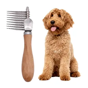 Dog Comb for Dematting Detangling Brush for Dogs & Cats - Gently Removes Mats from Undercoat Fluffs Fur for Poodles Golden Retrievers and Long-Haired Pets Stainless Steel Pet Grooming Comb Removes Dead Detangler Brush for Dogs Comb Tool for Grooming