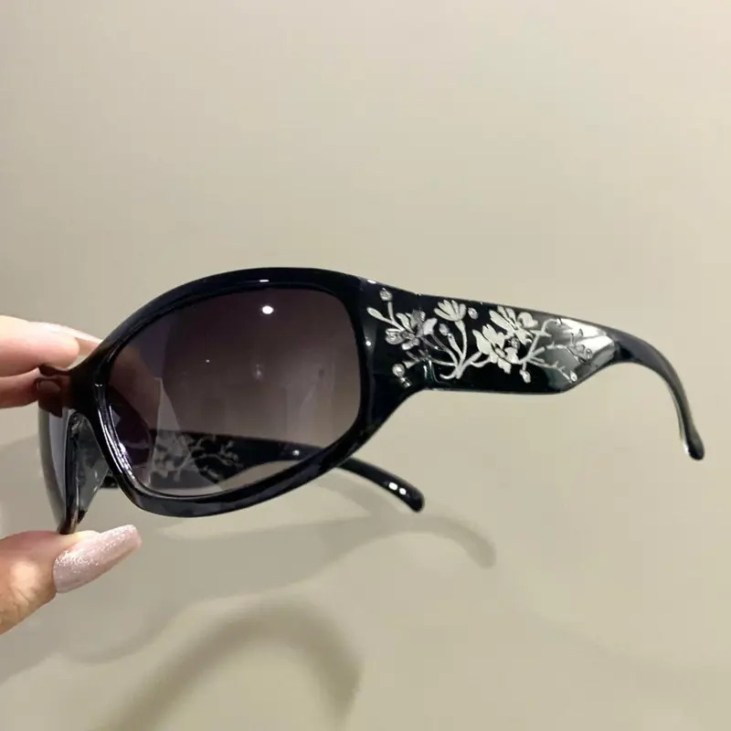 Punk Style Flower Pattern Glasses, Casual Stylish Glasses, Stylish Glasses, Vintage Trendy Glasses for Women & Men, Fashion Accessories for Everyday Use and Outdoor Activities