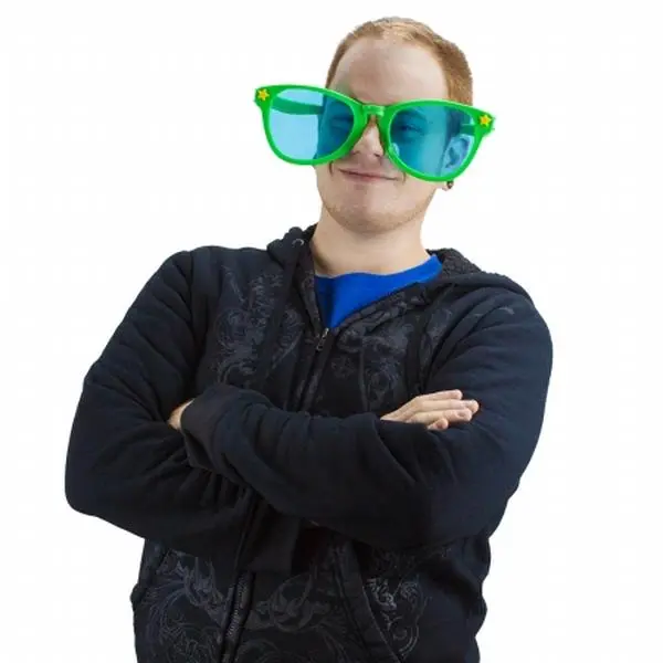 212 MAIN Men's Plastic Jumbo Green Over-Sized Star-Corner Sunglasses - Halloween Photo Props, Party Costumes & Accessories