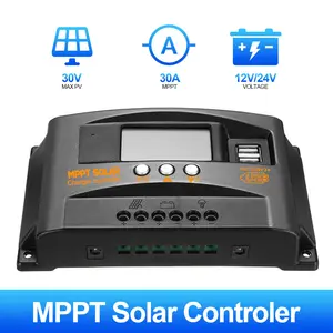 MPPT Solar Controller 30A MPPT Charger with LCD Display, USB, and Adjustable Handheld Connection for Mobile Protection and Charging