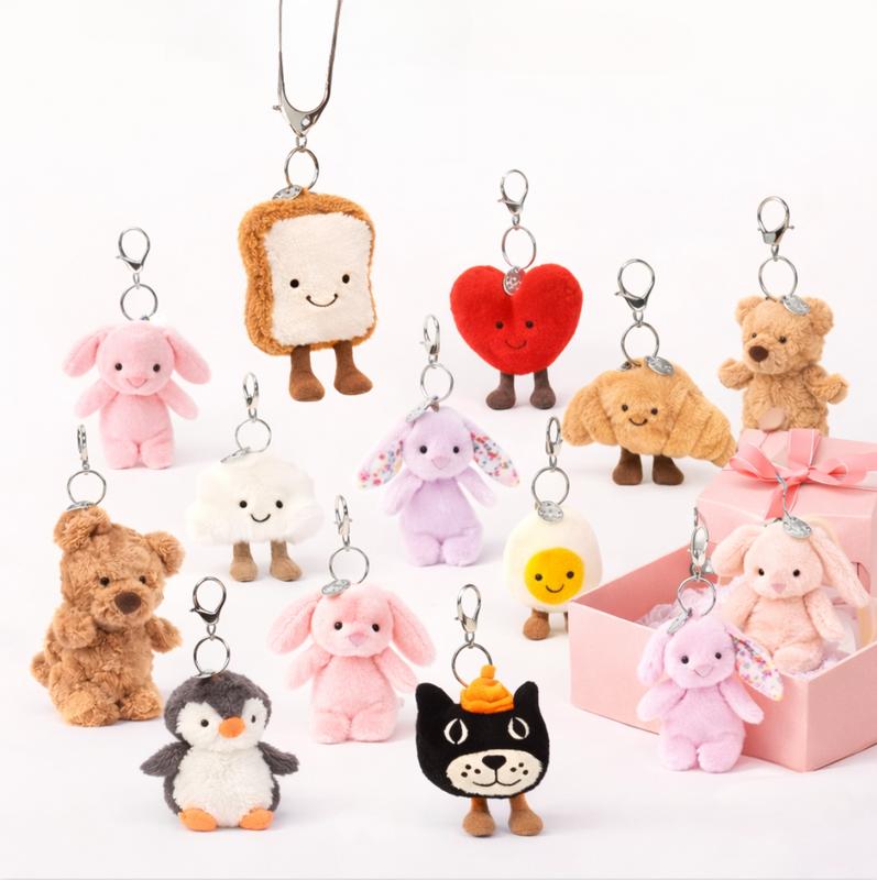 Cute Plush Keychain Set – Soft Animal Bag Charm, Mini Stuffed Keychain ...