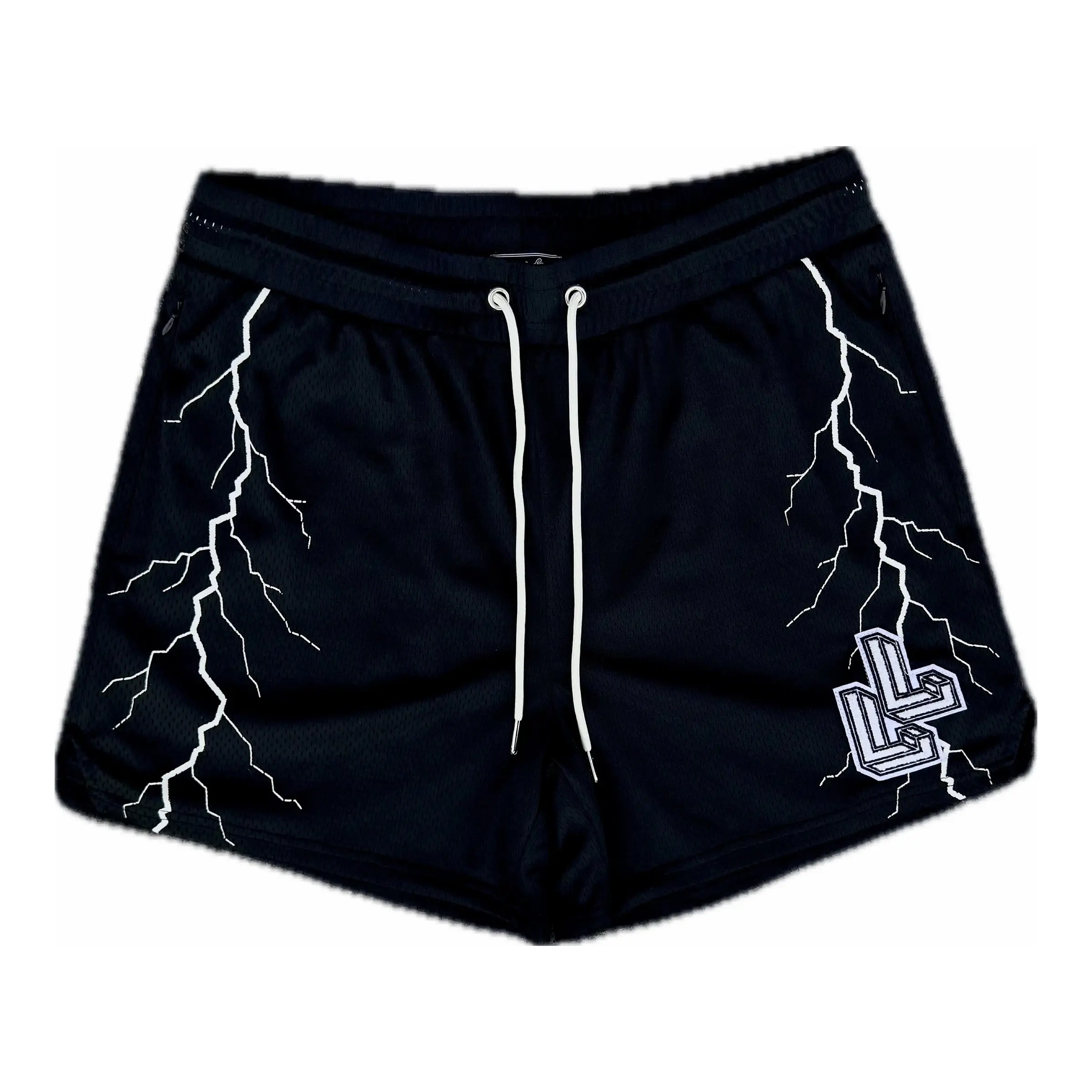 Black Lightning Mesh Gym Shorts for Lifters