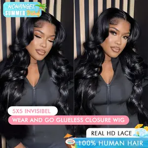 WOWANGEL Wear to Go Glueless 5x5 Skinlike Real HD Lace Closure Wig Straight Hair for Women Real Human Hair Fast Wear  #SummerVibes