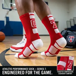 Custom Team Number Athletic Performance Socks for Youth and Adults - Red Color Choose Your Number Breathable Moisture-Wicking Sports Socks Perfect for Running Basketball Soccer Training Comfortable Fit