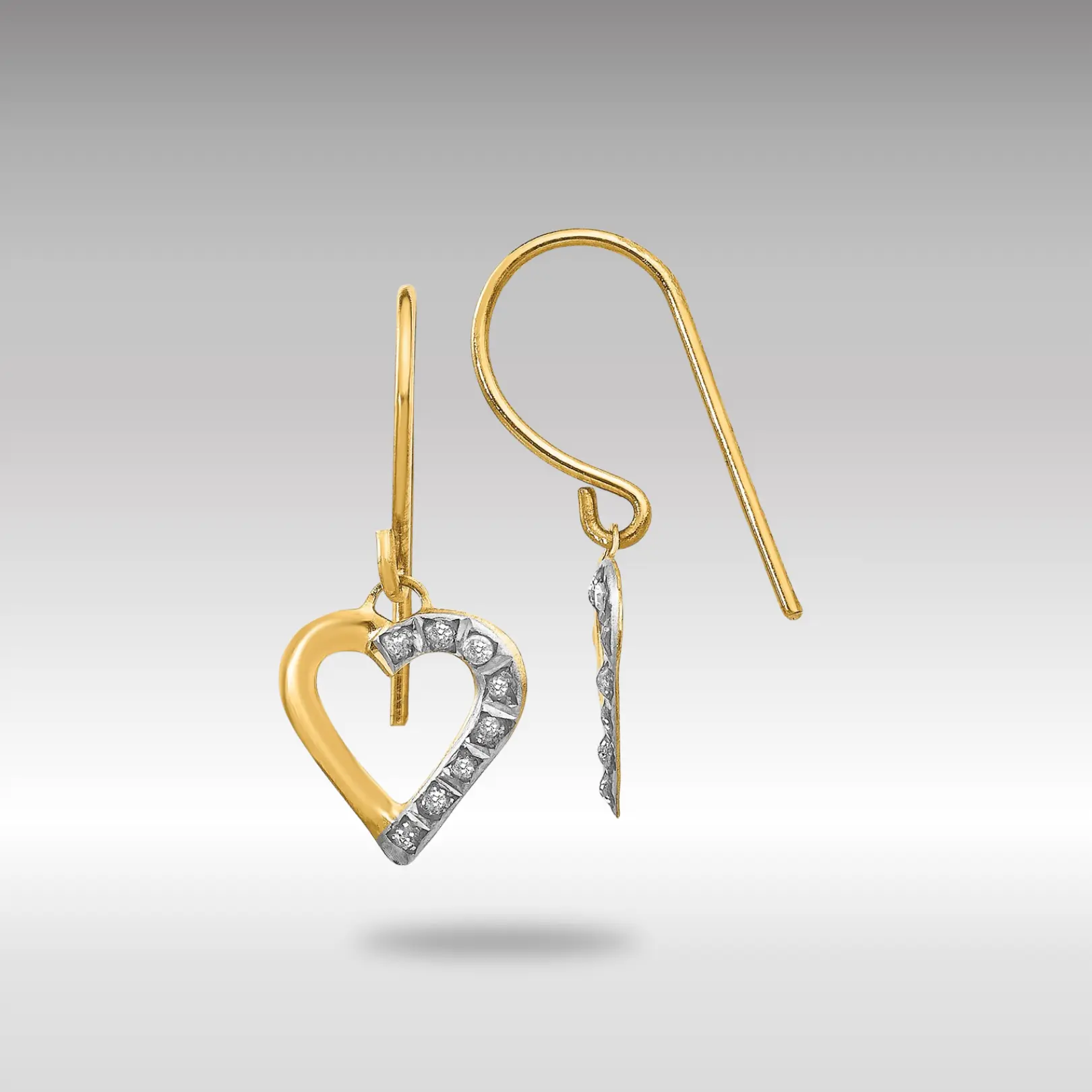 14K Gold Diamond Fascination Heart Earrings - Model DF262