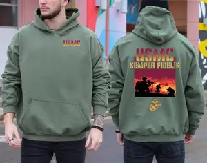 USMC Battle Hoodie, Premium Unisex Marine Corps Apparel, Soft Breathable Heavyweight Fleece, High-Quality Military Print, True to Size Comfort Pullover, Perfect Gift for Veterans
