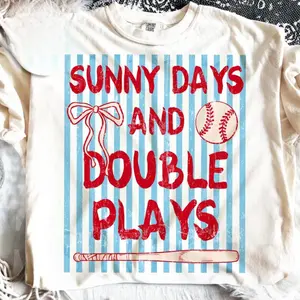 Comfort Colors Sunny Days Double Plays Shirt, Softball Field Mama T-Shirt, Travel Softball Mom Tee, Game Day Softball, Gift for Softball Mom, Vintage Aesthetic Style, Fast Shipping USA