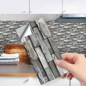 Imitation Stone Brick Wall Sticker, 3D Wallpaper, Self-adhesive Wall Decal for Kitchen Bathroom Home Decoration