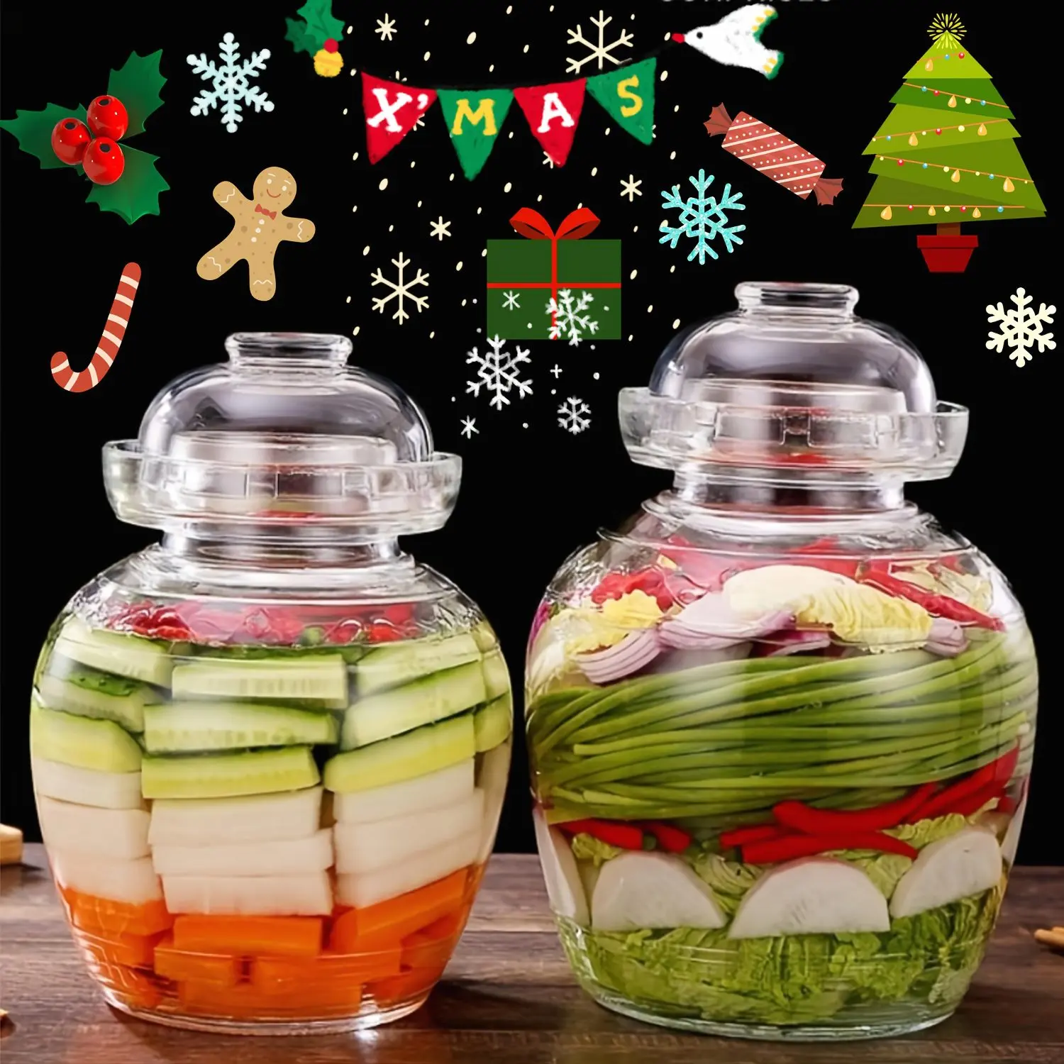 Handmade Traditional Glass Fermenter, Water Sealed with Thickened Inner Wall, 50.72/85 Oz., Ideal for Pickle, Sauerkraut And Wine Making, Glass Pickle Jars, Canning Jars, Fermentation Packets