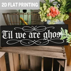 1PC 2D Flat, Simple "Until We Become Ghosts" Halloween Iron Sign - Vintage Style, 10.7x 40.64cm , Wall Decoration, Suitable for Home, Bedroom, Living Room, Entrance, Autumn Decorative Sign, Halloween Home Decoration| Vintage Halloween Sign| Durable Iron S