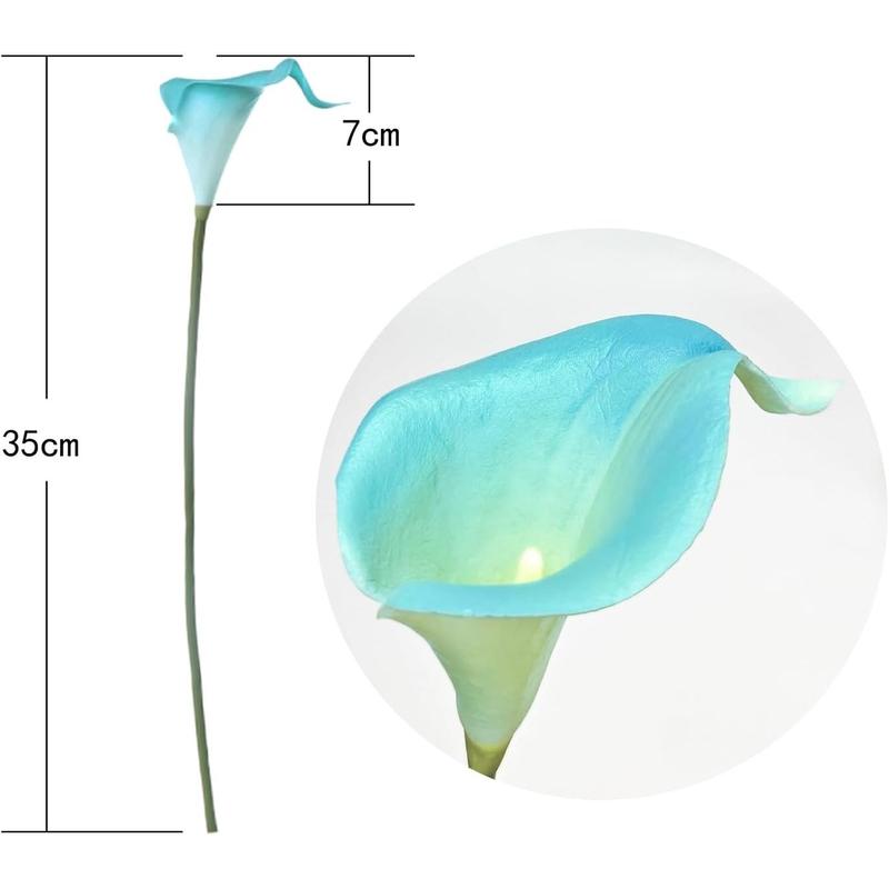 2026 New-X- AP01 Artificial Calla Lily Teal Flowers for Wedding Bouquet Klein Blue Flower 12Pcs Home Decoration Faux Calla Lilies Flower, Teal Blue