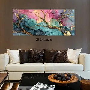 1PCS Modern Abstract Watercolor Art Canvas Painting Colorful Gold Foil Tree Branch Decorative Painting Unframed Wall Art for Living Room Bedroom WALL ART Artistic