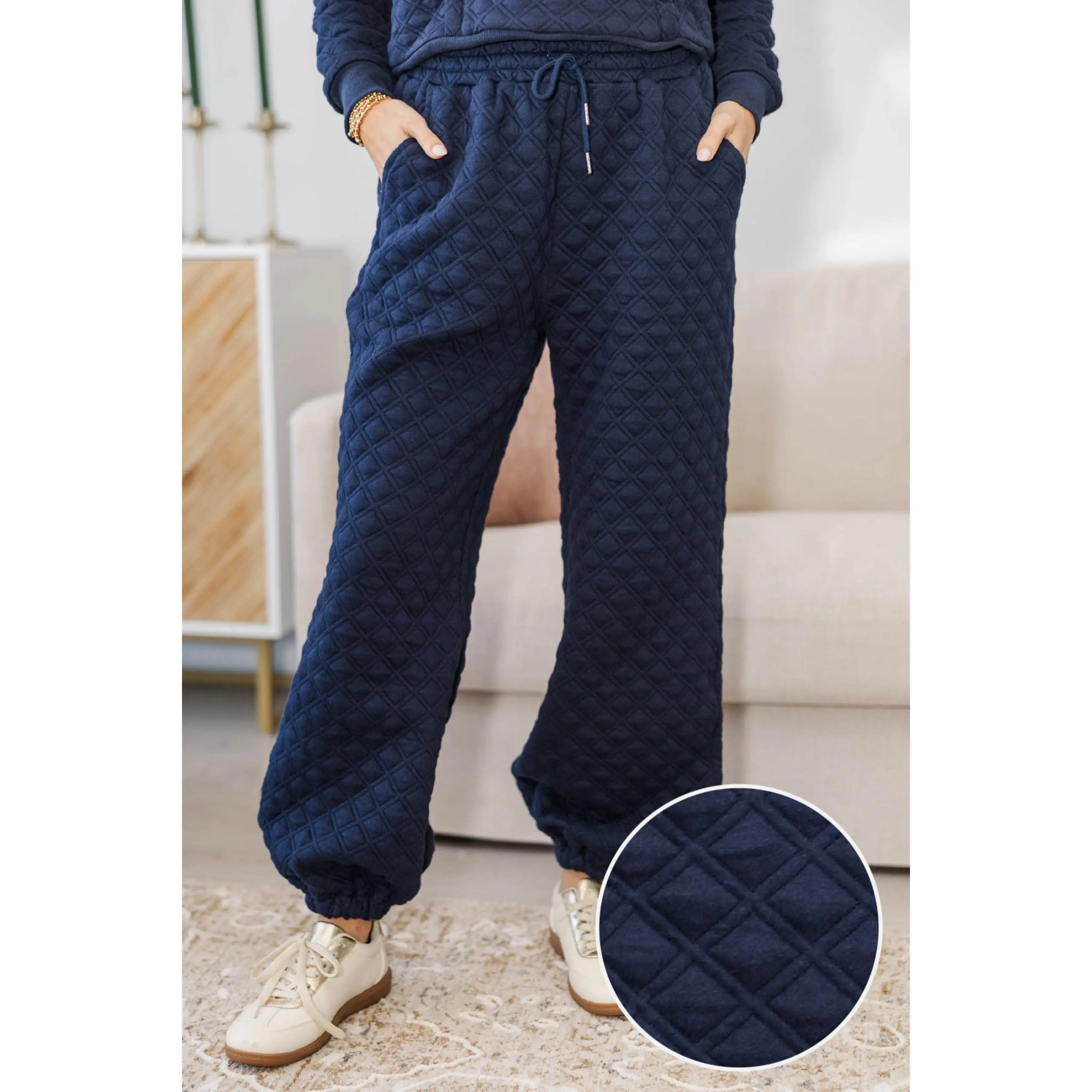 NURSING COLLECTION: Set You Free Navy Quilted Pants