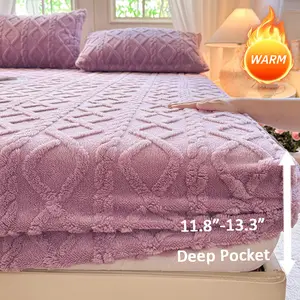 King Queen Size Flannel Bedding Set, Bed Sheet Set, Warm Thick Fabric, Anti-Static, Deep Pocket Fits Various Mattresses, Christmas Gift