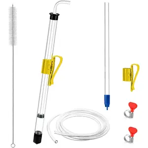 14" Auto Siphon with 12.9" Bottle Wand & 5.5FT Food-Grade Silicone Beer Wine Siphon Pump for Liquid Transfer Effortless Bottling Fermentation Mead Home Brew Making Yellow Tubing Clamp