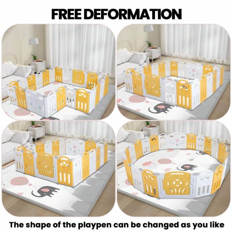 Baby Playpen Play Yard For Toddlers Indoor & Outdoor 12/16 Panel 69X69 Extra Large Safety Playpen For Living Room Bedroom With External Door Lock