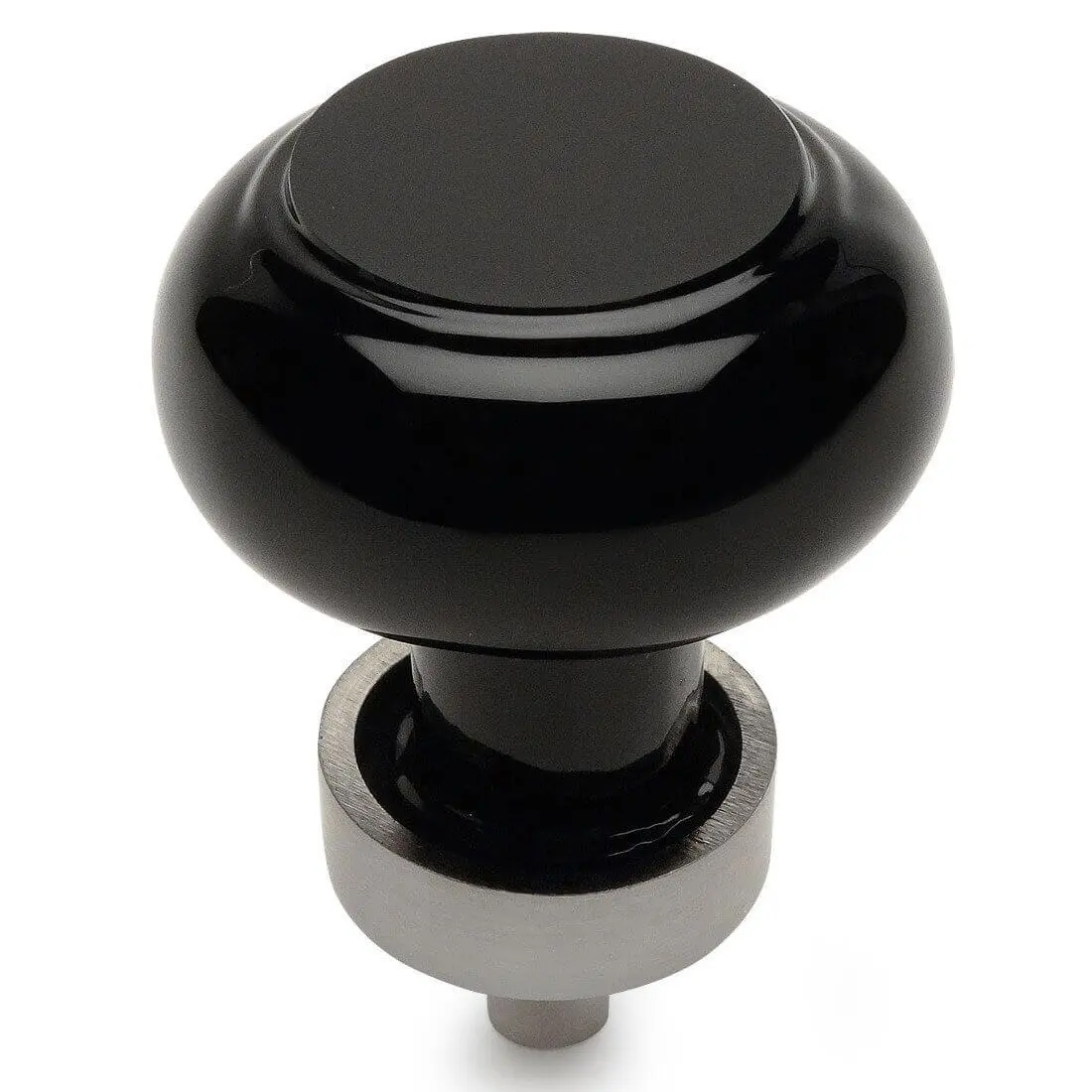 Cosmas 6355SN-X Satin Nickel & Black Glass Round Cabinet Knob