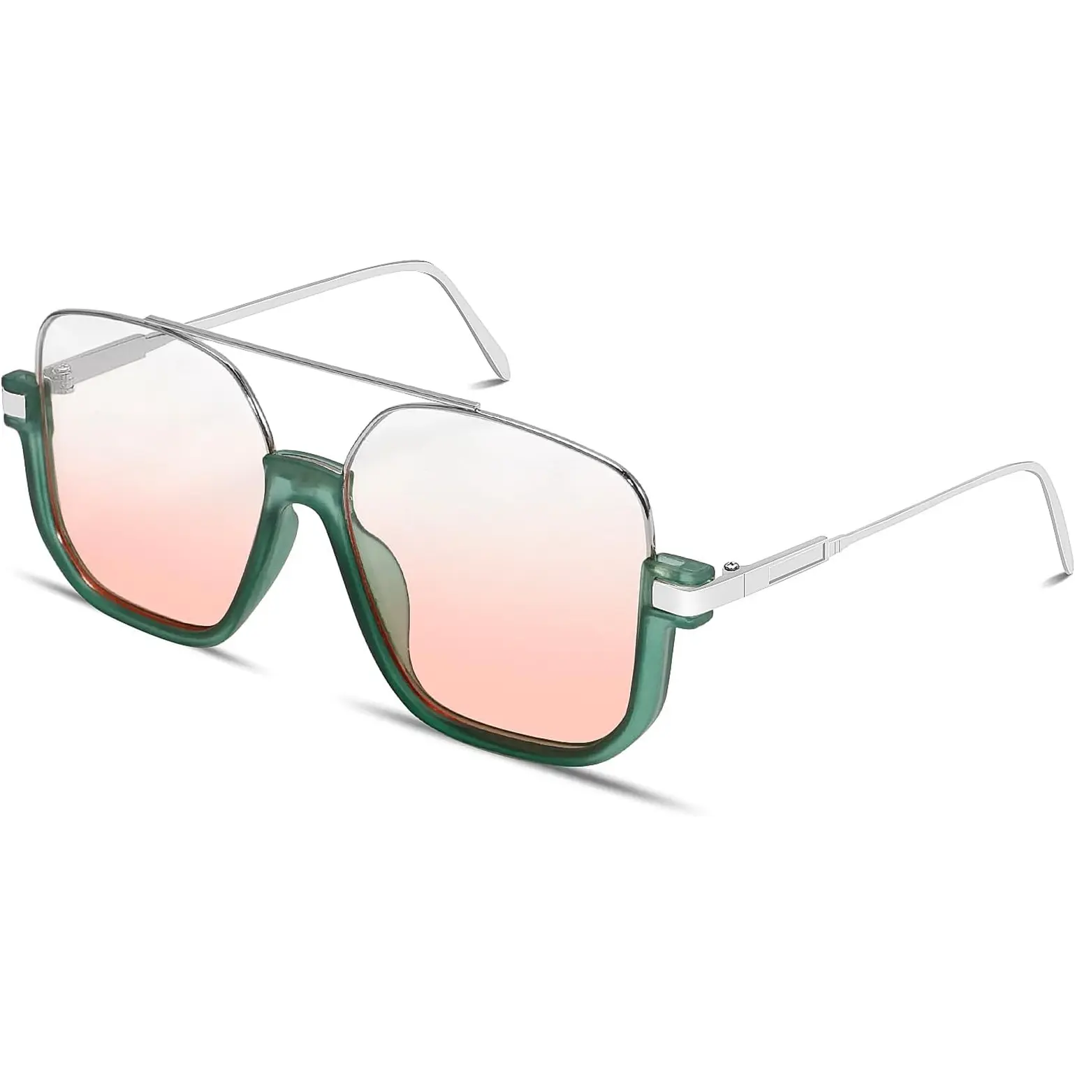 Silver Green Frame - Gradient Pink Lens