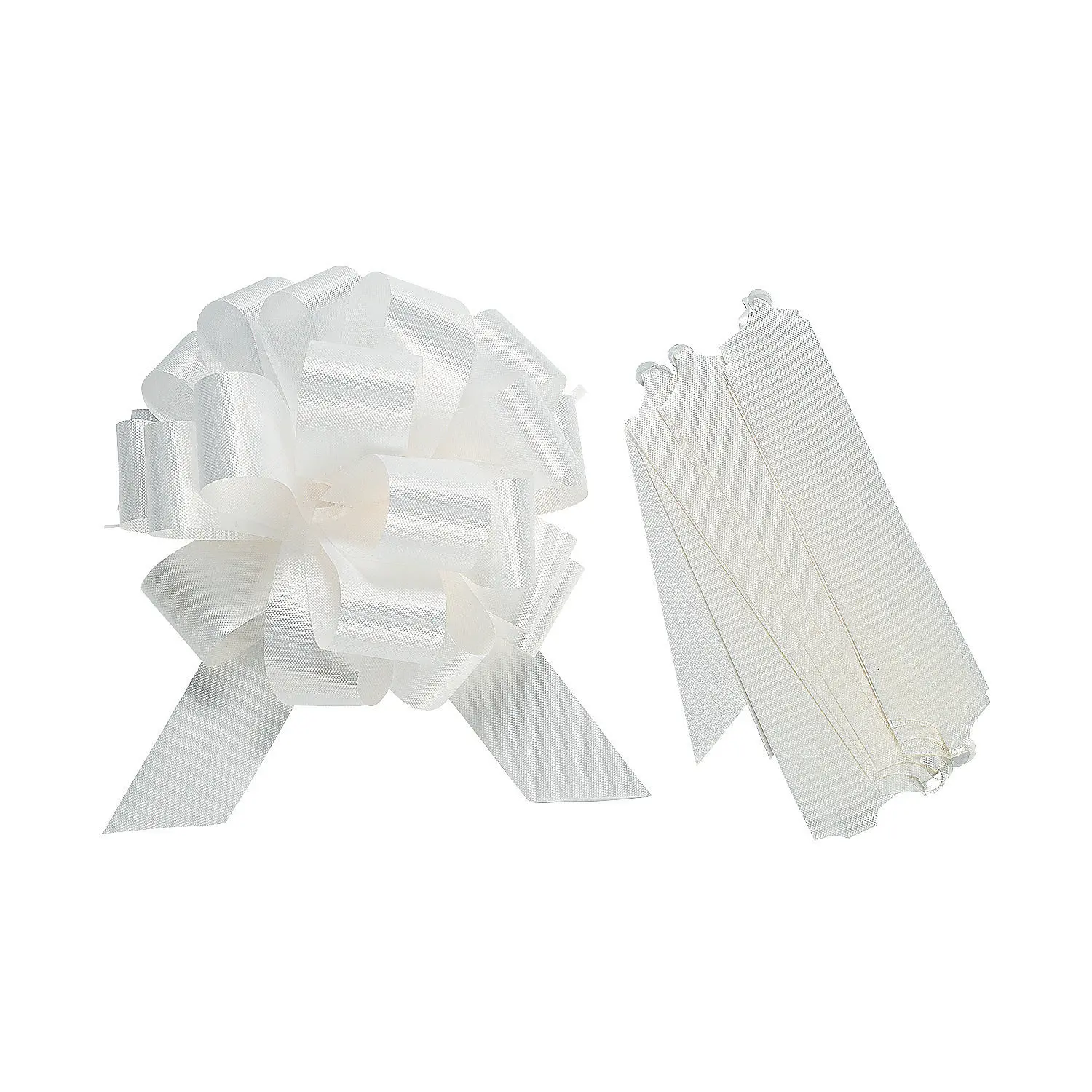 White Wedding Pull Bows - 12 Pcs, 7 in Pull Tails, Reusable Polyester Gift Wrapping Supplies for Office Stationery Use