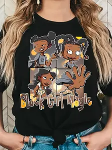 Black Girl Magic Tee, Ladies Clothes for Summer, Gift For Women, Gift For Girl Friend, Cartoon Women Shirt, Full Size, Full Color
