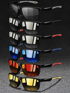6 pairs of stylish vintage sports cycling sunglasses for men and women, available in multiple colors. Features UV400 lenses for UV protection, Classic Color Splicing Frame and rubber nose pads for comfort during outdoor activities.