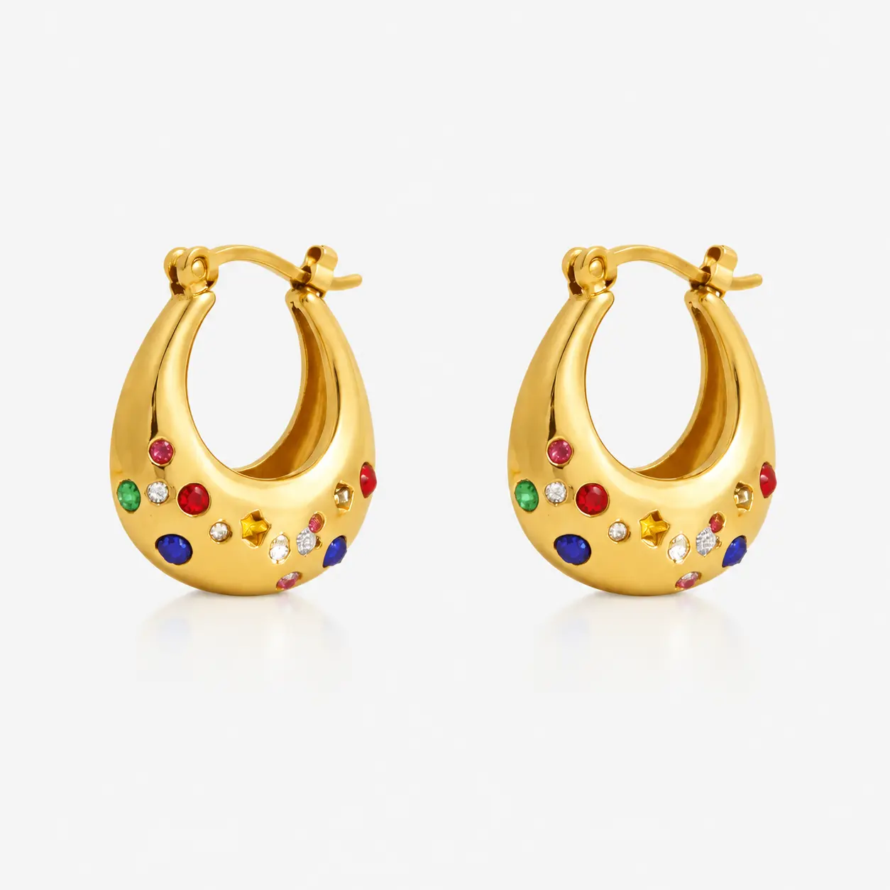 EVRY JEWELS Gold or Silver Plated Stainless Steel Women's Fizzy Hoops