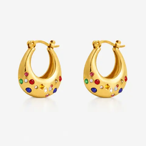 EVRY JEWELS Gold or Silver Plated Stainless Steel Women's Fizzy Hoops