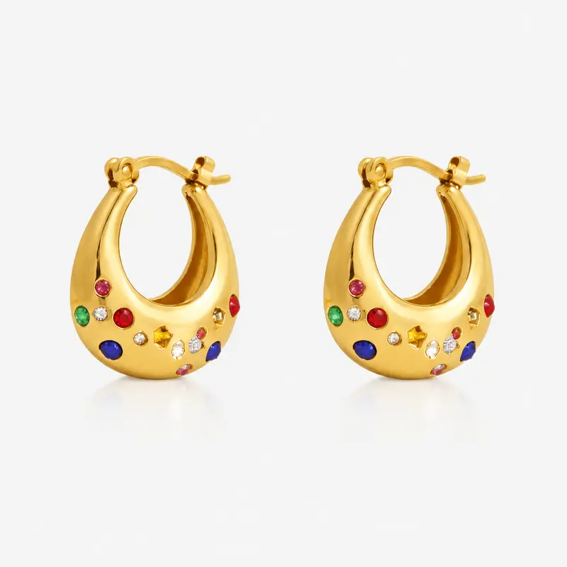 EVRY JEWELS Gold or Silver Plated Stainless Steel Women's Fizzy Hoops