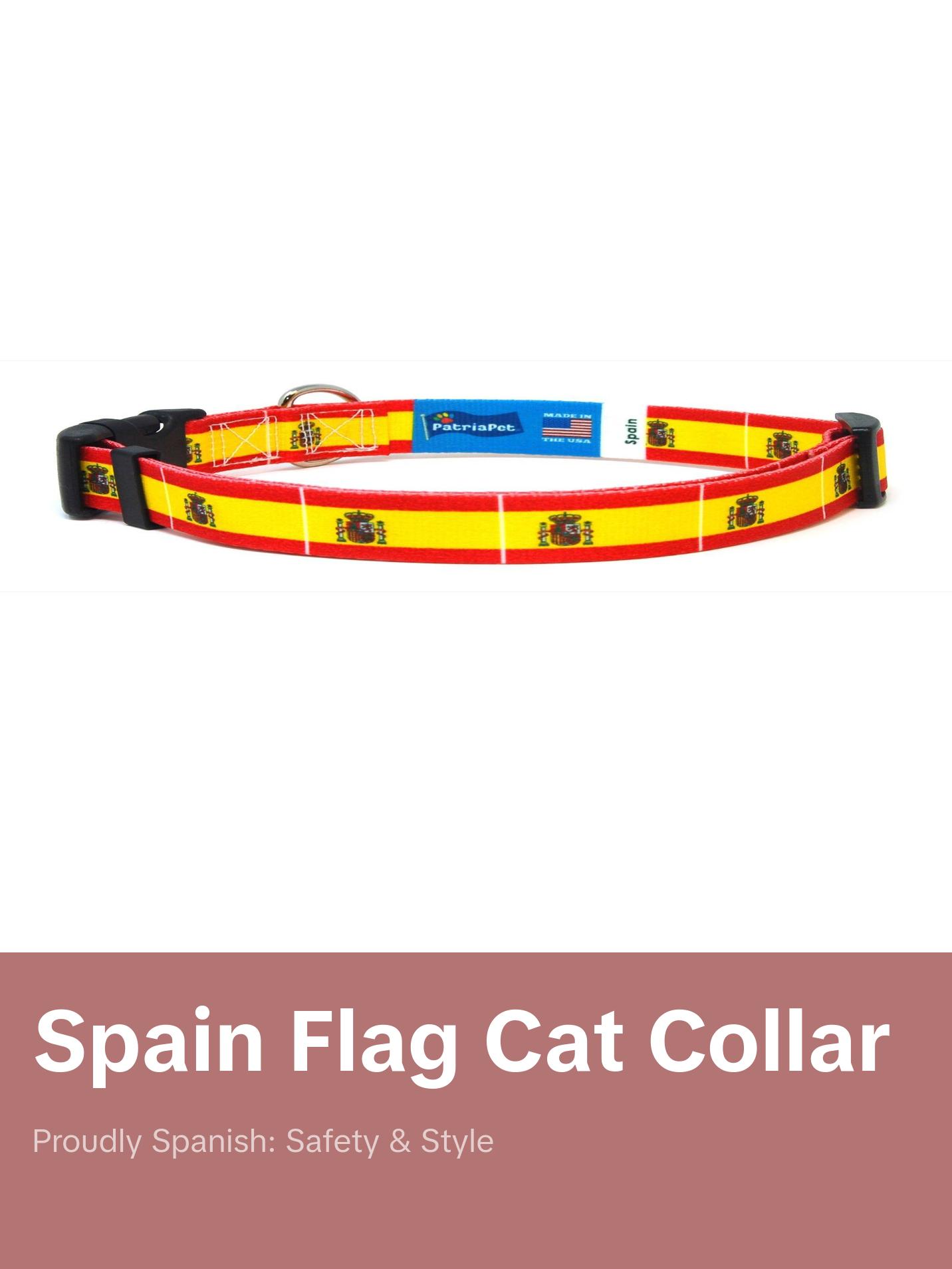 Cat Collar with Spain Flag | Great For National Holidays, Festivals, Parades, Sporting Events, Pride Events