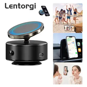 Lentorgi Electric Suction Cup Vacuum Magnetic Phone Holder,360° Rotatable Car Phone Holder, Portable , Foldable&Adjustable,Suitable for Daily Commuting, Long-distance Driving, Traveling, Outdoor Riding, Temporary Office Work
