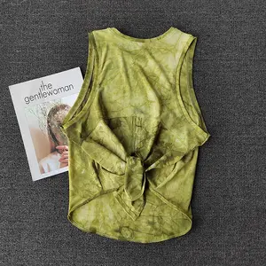 Women's Quick-dry Sports Vest Running Fitness Tank Top Sleeveless Tie-Dye Yoga Shirt Beauty Back Outer Wearing Sports T-shirt