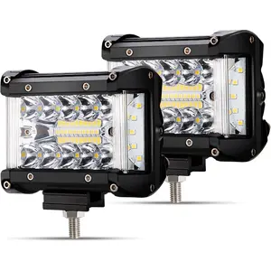 Side Shooter LED Pods 4 Inch Spot Flood Combo LED Light Bar,60W 8000LM Work Lights Off Road Driving Fog Bumper Lights for ATV UTV  Boat,IP68,(2pcs)