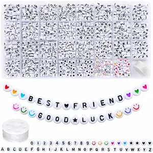 Amaney 1600pcs Acrylic Alpabet Letter Beads,31 Styles,Heart,Number,Star and Smiley Beads,4x7mm for Jewelry Making Bracelets Necklaces Key Chains