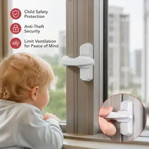 1 Piece Window Lock, 180 Degree Rotatable T-type Design, Universal for Left and Right Windows, for Household Window Safety and Ventilation Limiting Use