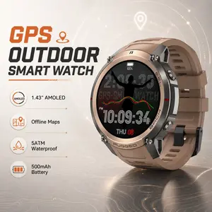 GPS Outdoor Sports Watch for Men, 6-Satellite Positioning, Offline Maps, 1.43" AMOLED, 5ATM Waterproof, 170+ Sports Modes, Bluetooth Call, 500mAh Battery