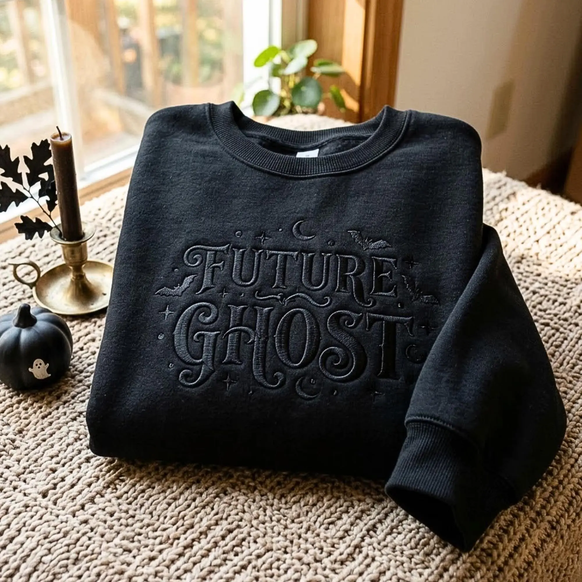 [Made in US] Future Ghost Embroidered Sweatshirt Gothic Halloween Apparel
