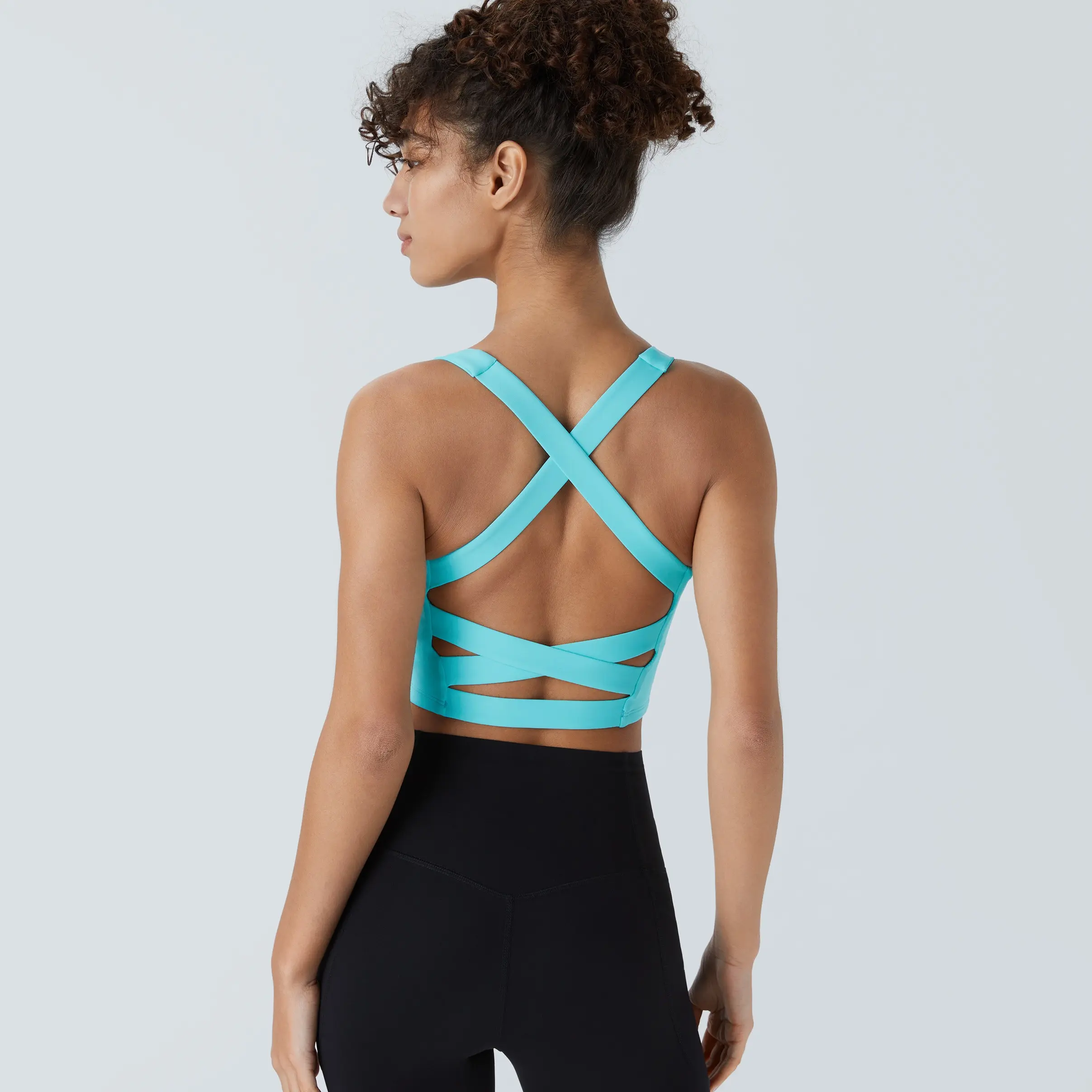 Loka Blue-Square Neck Backless Crisscross