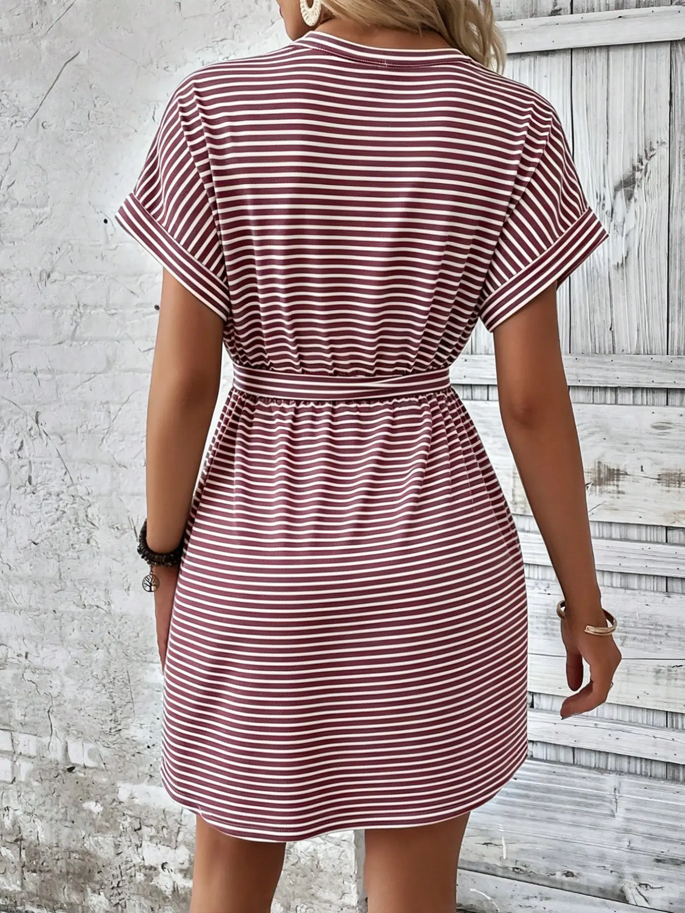 short sleeve tie front dress MEROKEETY Women's 2026 Summer Casual T Shirt Dress Short Sleeve Striped Tie  Waist Work Vacation Trendy Short Dresses, Apricot, S at Amazon Women's  Clothing store