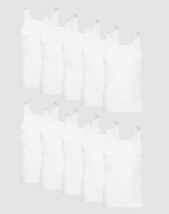 Hanes Men's Cotton Tank Undershirt Moisture-wicking White 10-pack Underwear Multi Pack Comfortable Fit Soft Stretch Fabric Breathable 372z10