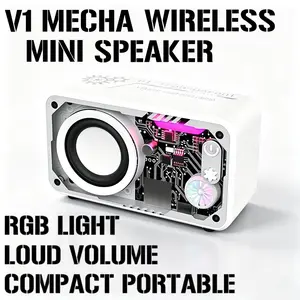 2026 Hot RGB Sync Wireless Bluetooth Speaker, Portable with Heart Grids & Circuit Glow, Loud Bass LED Lights Party Speaker Beach Pool